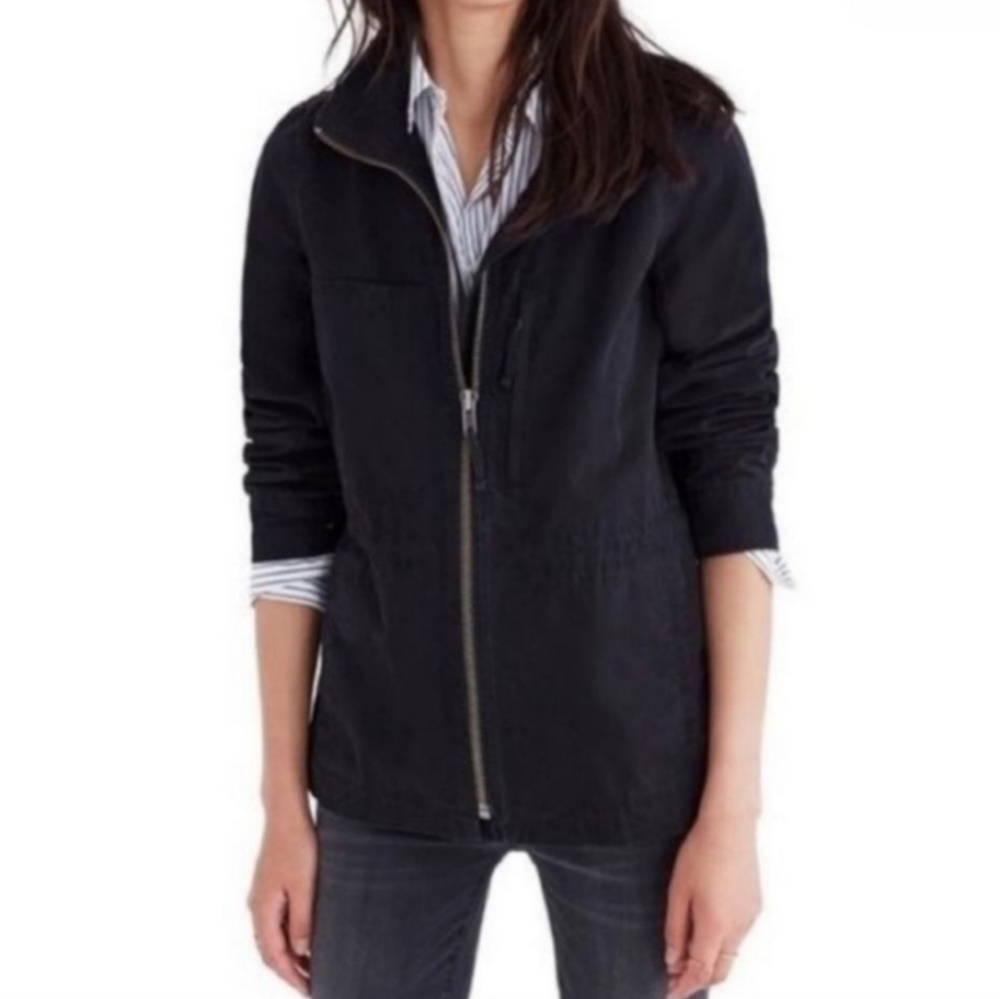Madewell | Black Zip Up Fleet Jacket